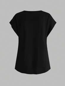 Modmama Camiseta de maternidad de unicolor, minimalista, de uso diario, con cuello redondo y manga corta - Verde militar - Ver 10