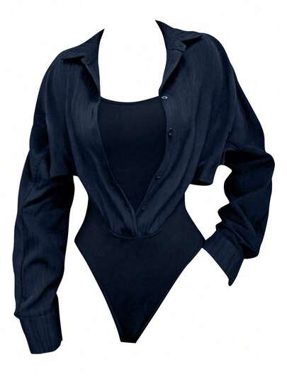 Olithes Women's Casual Long Sleeve Shirt Bodysuit
