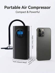 150PSI Digital Auto Air Pump Tire Inflator With Blue LCD Display, Automatic Shut Off, Quick Inflation For Bicycles, Electric Bikes, Car Tires - Portable, Rechargeable Lithium Battery, Bicycle Tire Inflator|Compact Air Pump|Digital Display Pump, Tire Inflator For Bicycle - Black - View 2