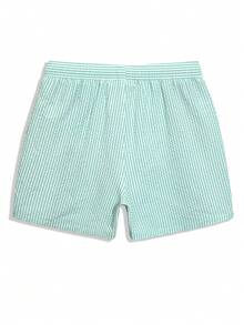 Manfinity KASUA Men's Casual Striped Print Drawstring Beach Shorts, Holiday - Mint Green - View 4