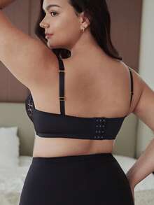 Slumbrini Sujetador con aros y encaje para mujer de talla grande, con soporte y transpirable - Negro - Ver 2