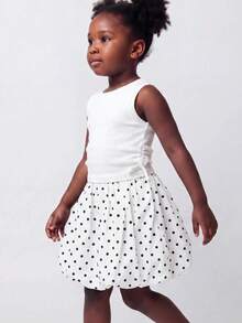 Maija Kids Maija Kids 1件儿童/少女休闲运动时尚宽松可爱黑白波点半身裙，适合日常穿着、返校、外出、运动、春夏季节。 - 白色 - 查看 9