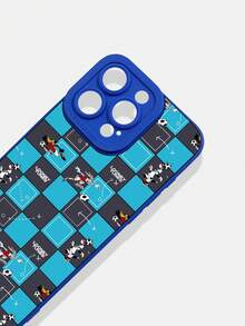 LOONEY TUNES X SHEIN 1件 Looney Tunes 足球棋盤格霧面手機殼 深藍色，手機殼，印有完整 Looney Tunes 足球隊棋盤格圖案和經典 "LOONEY TUNES" 標誌。全覆蓋防震保護您的手機。卡通愛好者和 Looney Tunes 粉絲的完美禮物。相容於 iPhone 手機殼 & Galaxy 手機殼，手機配件，快速出貨。 - 藍色 - 查看 3