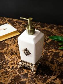 Cirelle 1pc Luxury Simple Ceramic Ice Crack Creative Press Type, European Ceramic Lotion Bottle, Hotel Household Bathroom Shower Gel Hand Sanitizer Bottle Toothbrush Rack Soap Rack And Other Single Bathroom Accessories - Bathroom storage items - View 12