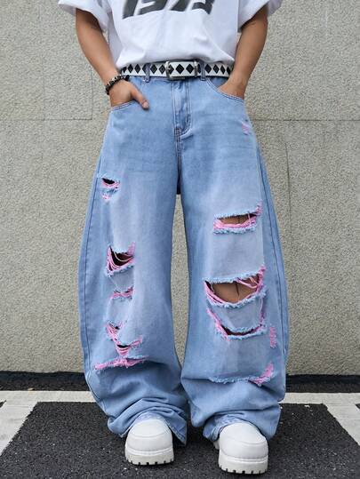 Manfinity EMRG Men's Distressed Fashion Straight Leg Jeans