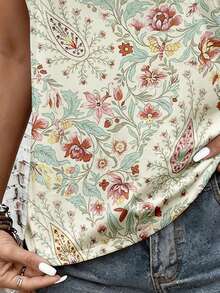 EMERY ROSE Blusa de talla grande para mujer, con estampado floral, diseño elegante, apropiada para uso diario, estilo maduro - Multicolor - Ver 4