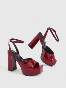 CUCCOO LuxiPop Giày nữ cổ điển đơn giản, thời trang, sandal cao gót thiết kế gợi cảm cho hộp đêm, tiệc tùng, thích hợp cho mùa xuân và mùa hè, phong cách thập niên 2000, không khí lễ hội, trang phục mùa hè, vật dụng cần thiết khi đi du lịch. - Màu Đỏ Sâu - Xem 3