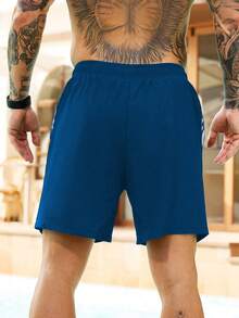 Manfinity KASUA Men's Elastic Waist Drawstring Casual Loose Breathable Beach Pants - Multicolor - View 2