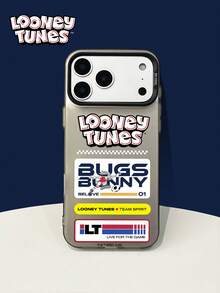 LOONEY TUNES X SHEIN 1個 Looney Tunes 兔八哥足球隊精神手機殼，封面印有堆疊的兔八哥足球圖案、「LOONEY TUNES」標誌和「LIVE FOR THE GAME」字樣。全覆蓋防震保護您的手機。適合卡通愛好者和 Looney Tunes 粉絲的完美禮物。相容於 iPhone 手機殼和 Galaxy 手機殼，手機配件 - 黑色 - 查看 2