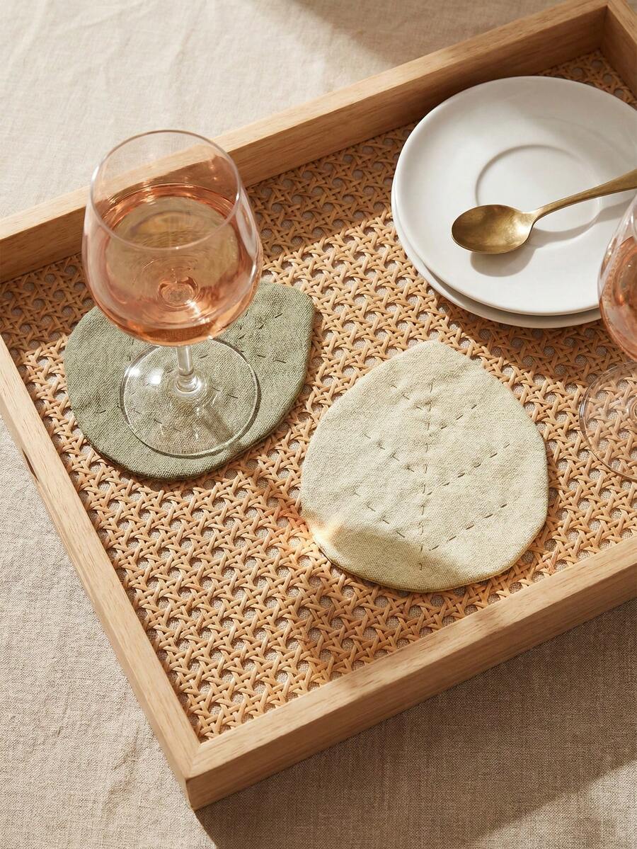 1 Piece Plain Flaxen Solid Color Handmade Coffee Mat, Dirt-Resistant, Beautiful Dress-Up, Restaurant Dress-Up Table, Suitable For Family Dinner, Daily Use, Banquet Use, Wedding Use, Festival, Party Dress-Up - Multicolor - View 1