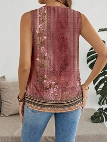 EMERY ROSE Camisa sin mangas con cuello en V talla grande, adecuada para el verano - Multicolor - Ver 2