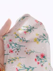 SHEIN Elladie kids 女童碎花两件套，粉色蝴蝶结装饰无袖上衣+配套阔腿裤，甜美可爱休闲装，夏季 - 白色 - 查看 5