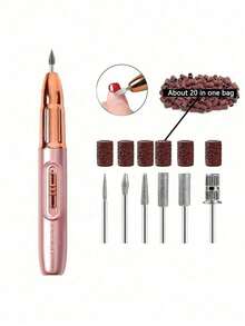 JMMO Professional Nail Drill Kit, USB Rechargeable Nail File Drill, 300mAh Lithium Battery High Capacity, Manicure & Pedicure Set, Home And Salon Nail File Kit, Nail Buffer Grinding Polishing Tools - Multicolor - View 9
