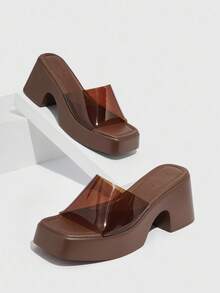 HighSole Dép đế dày đế xuồng đa năng thời trang mùa hè - Cà phê nâu - Xem 4