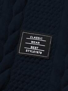 Manfinity Homme Men's Letter Graphic Round Neck Short Sleeve Knit Casual T-Shirt, Holiday - Navy Blue - View 6