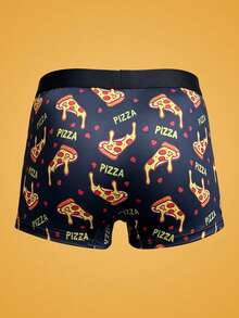 Notgurli 3pcs Men's Pizza Print Boxer Briefs,Funny ""Love At First Bite"" Underwear,Elastic Comfortable Trunks,White And Black Polka Dot,Winter,Gift For Men - Multicolor - View 2
