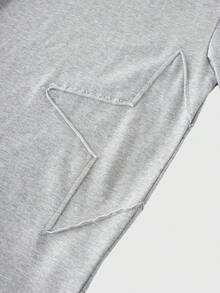 ROMWE MEN Street Life Men's Minimalist Crew Neck Short Sleeve T-Shirt And Drawstring Waist Pocket Shorts Set - Light Grey - View 3