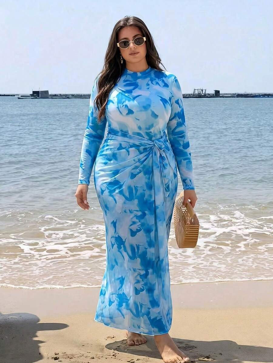 Swim Shayni 大码印花连体泳衣,适合海滩度假 - 彩色 - 查看 1