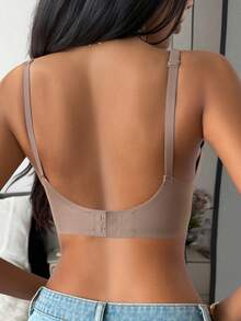 DAZY Solid Color Seamless Adjustable Strap Simple Bra, Suitable For Summer Wear - Dusty Purple - View 2