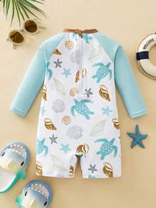 SHEIN Swimwear, Swimming Trunks, Baby Swimsuit, Suitable For Beach Vacation And Swimming - Blue - View 7