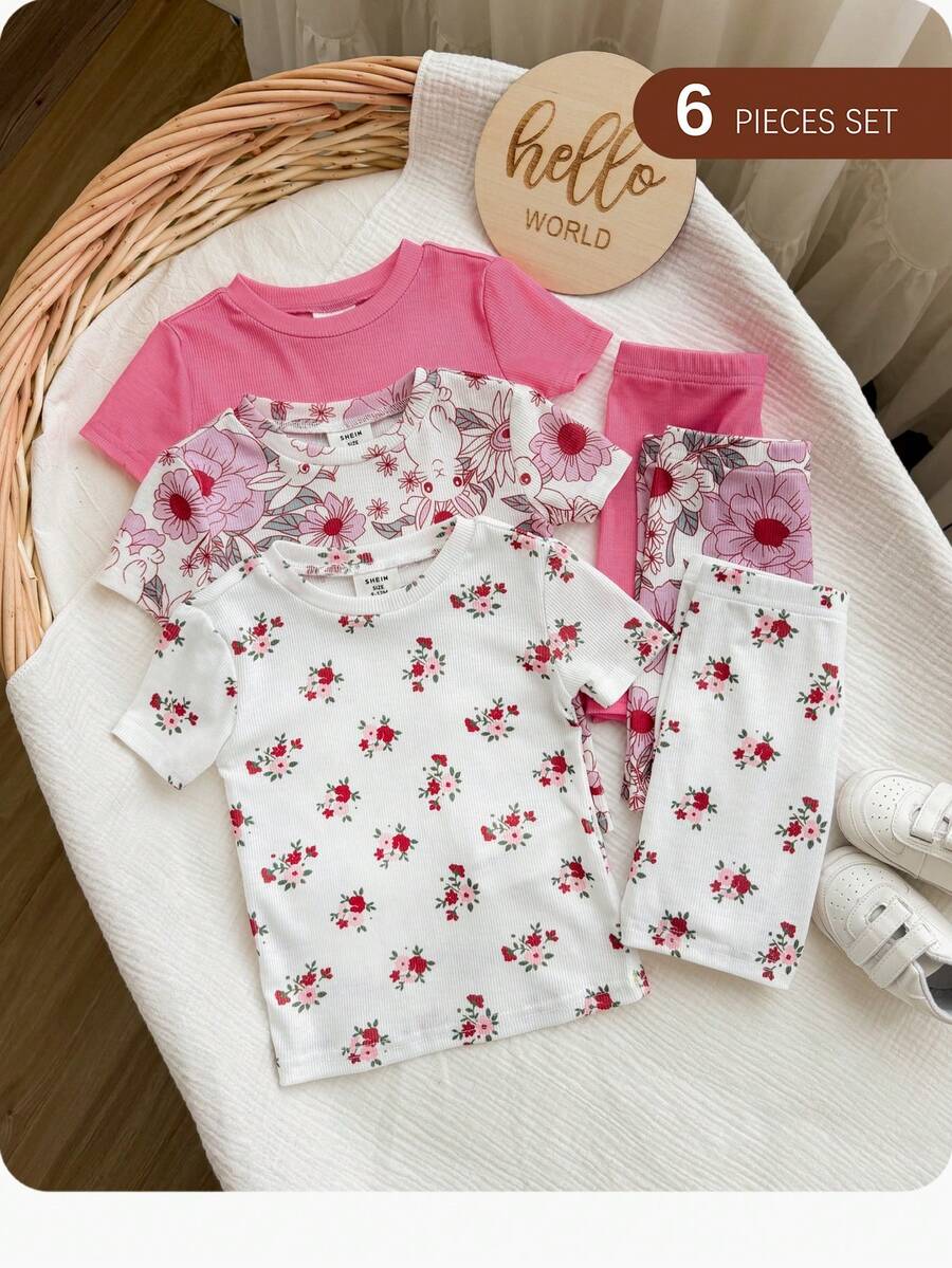 SHEIN Bộ đồ liền thân dệt kim dễ thương, thoải mái cho bé gái. - Hồng - Xem 1