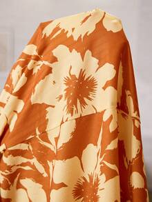 Serenescape Plus Size Floral Print Asymmetrical Long Sleeve Robe, Vacation Style - Multicolor - View 5