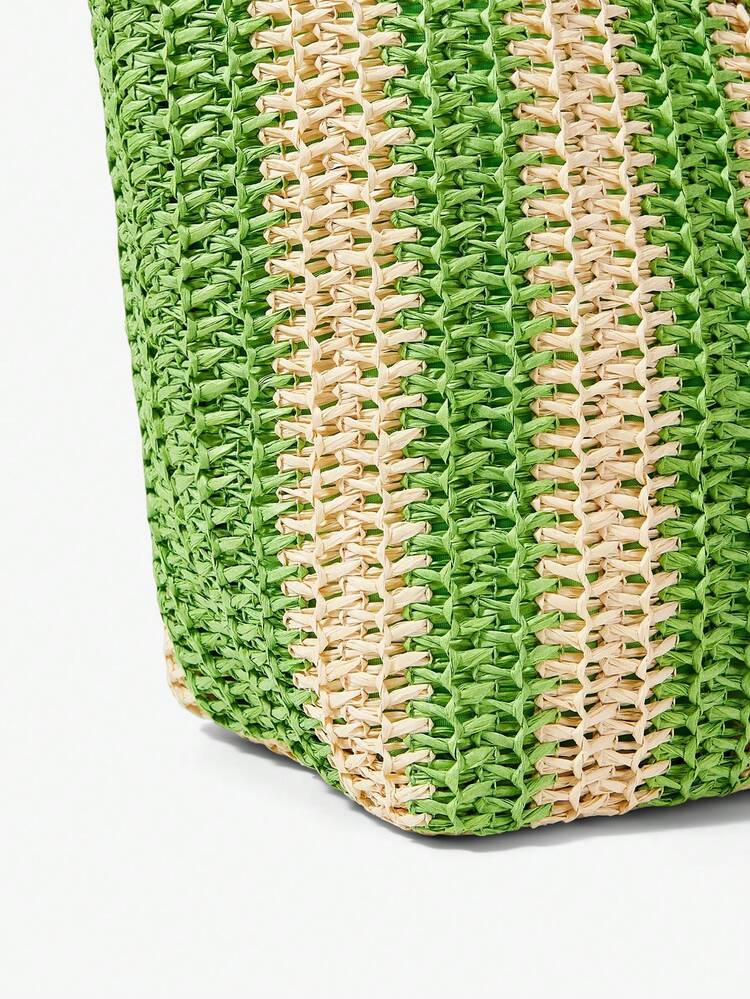 SHEIN Maija Ladies, Women Top Handle Bags, Straw Bag, Fashionable, Elegant, Simple, Personalized, Versatile, For Beach, Vacation, Holiday, Summer, Seaside, Beach Party