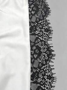 Balvessa Áo hai dây satin đen phối ren dành cho nữ - trắng - Xem 5
