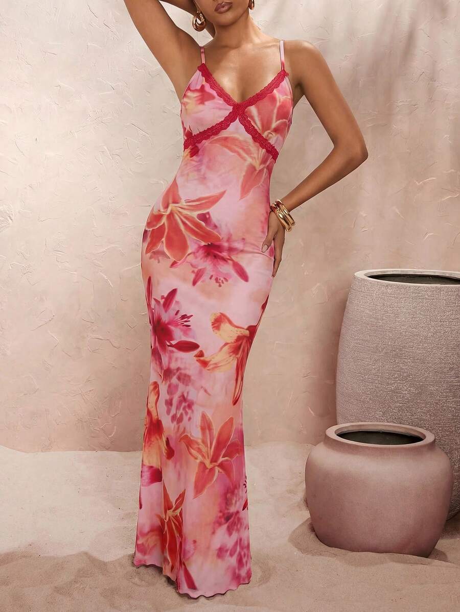 Opulessa 秋冬女装 万圣节 办公室 约会之夜 女巫 Y2K 性感蕾丝豹纹印花长裙 女士性感派对 舞会 半正式晚宴装 秋冬服装 - 彩色 - 查看 1