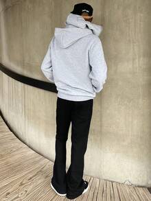 Ngobest Haus Ngobest Haus Áo hoodie cổ khóa kéo thêu chữ thời trang cá nhân hóa dành cho nam, Phong cách đường phố, Bạn bè, Phù hợp, Rộng thùng thình, Dành cho nam, Họa tiết, Phong cách Nhật Bản, Unisex, Tôi yêu bạn gái của tôi - Xám - Xem 5