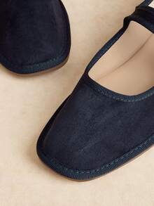 Rosivie Mocasines planos con diseño de hebilla para mujer, versátiles para uso diario - Azul marino. - Ver 6