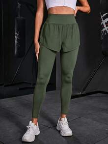 Powerista 女款休閒極簡運動底層緊身內搭褲 - 軍綠色 - 查看 3