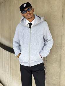 Ngobest Haus Ngobest Haus Áo hoodie cổ khóa kéo thêu chữ thời trang cá nhân hóa dành cho nam, Phong cách đường phố, Bạn bè, Phù hợp, Rộng thùng thình, Dành cho nam, Họa tiết, Phong cách Nhật Bản, Unisex, Tôi yêu bạn gái của tôi - Xám - Xem 6
