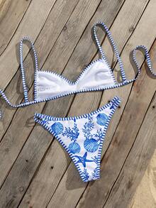 Swim Vcay Bộ bikini nữ mùa xuân/hè họa tiết đại dương, dây mảnh, kiểu dáng tươi mát, đơn giản, dễ thương, thích hợp cho kỳ nghỉ. - Nhiều màu - Xem 2