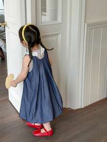 DAZY Baby Girl Korean Style Layered Puff Denim - Blue - View 2