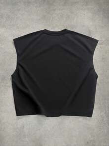 GALLERY FADE Camiseta de tirantes sin mangas con estampado minimalista para hombre, vacaciones - Negro - Ver 2