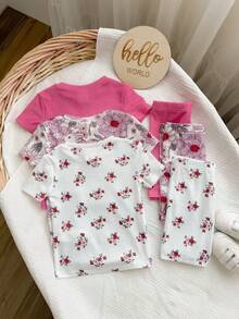 SHEIN Bộ đồ liền thân dệt kim dễ thương, thoải mái cho bé gái. - Hồng - Xem 2