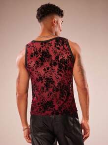 FeverCity Camiseta de tirantes de malla con estampado para hombre - Burdeos - Ver 2