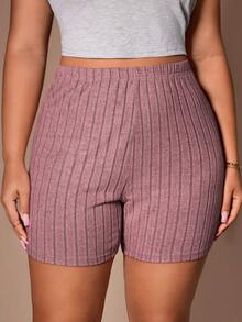Lazeform Pantalones cortos casuales con cintura elástica de talla grande, aptos para usar en casa y al aire libre - Rosa vieja - Ver 3