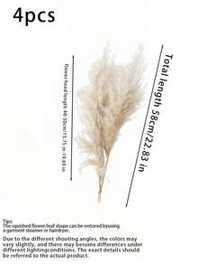 1PC Large Artificial Pampas Grass, 51 Inch Beige Faux Fluffy Dried Grass Stems, Tall Fake Plant For Vase Filler, Boho Wedding Home Kitchen Decor - Multicolor - View 4