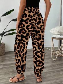 SHEIN PETITE CURVE 大码抽绳腰带运动裤，慢跑裤，宽松版型 - 黑色 - 查看 9