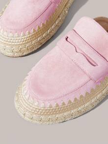 Styleloop Women's Flat Bottom Round Toe Embroidery Woven Beach Vacation Casual Slippers - Pink - View 5