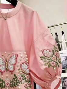 Resyla Women's Floral & Butterfly Print Lantern Sleeve Blouse - Multicolor - View 3