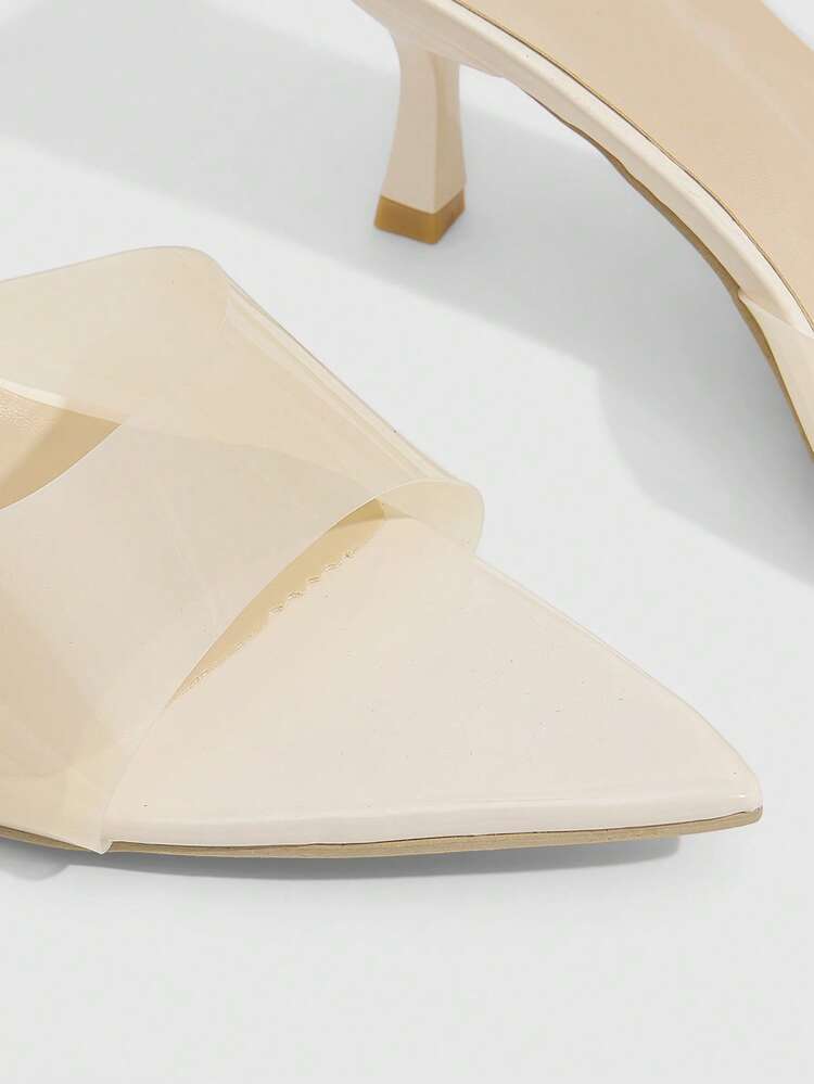CUCCOO SZL Women's Shoes Transparent With Pointed Head, Thin Heel, Medium Heel, Minimalist Splicing Beige Sandals, Daily Commuting Dating, Wearing High-Heeled Sandals
