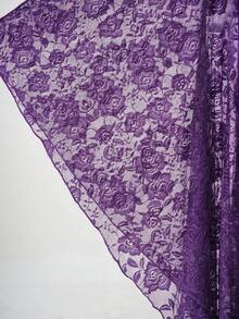 Glisette 浪漫玫瑰花卉蕾絲寬鬆喇叭袖女式襯衫，適合小個子女性 - 紫色 - 查看 3