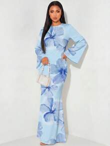 Modelyn Đầm nữ thanh lịch tay chuông, hở lưng, thắt eo, dáng đuôi cá - trắng - Xem 1