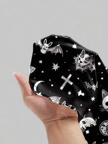 ROMWE Đầm ngắn gợi cảm phong cách Gothic dành cho nữ, lấy cảm hứng từ học viện ma thuật đen tối, hình dơi, mặt trăng và chòm sao. - màu đen - Xem 5