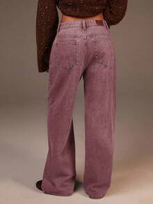 Athîral Denim Women's Casual Rivet Decorated Denim Jeans - Red - View 5