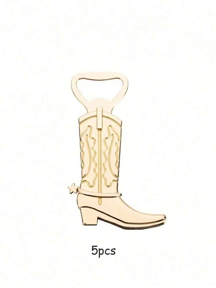 5 chiếc dụng cụ mở nắp chai hình chiếc ủng bằng kim loại mạ vàng, dụng cụ pha chế sáng tạo cho lễ hội, đám cưới, tiệc tùng, mở bia, mở lon, trang trí nhà bếp. - vàng - Xem 7