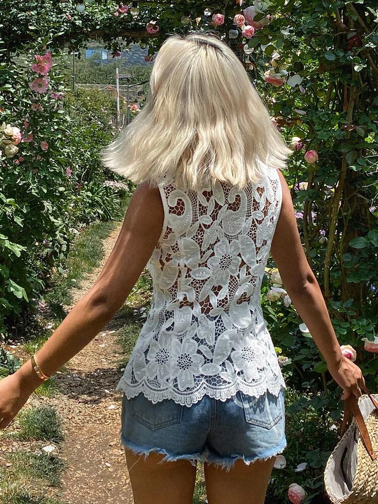 Women's Textured Jacquard Fitted V-Neck Elegant Summer Vacation Vest